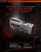 NitroPro 8500mAh 2S 140C LP stick battery specifications