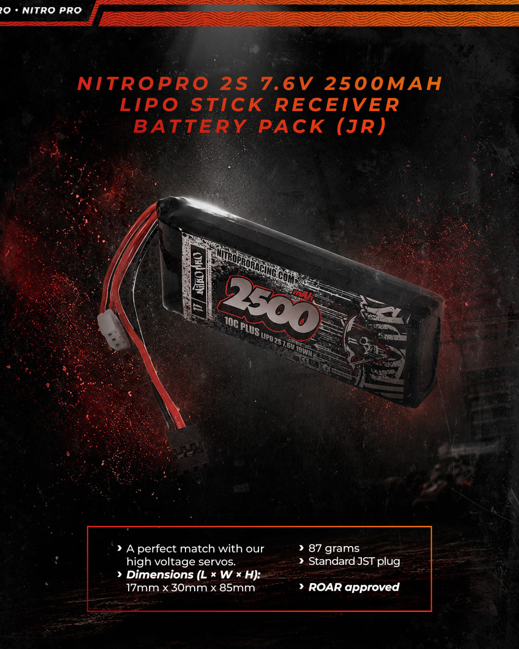 NitroPro 2500mAh 2S receiver battery pack