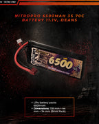 NitroPro 6500mAh 3S 70C battery specifications