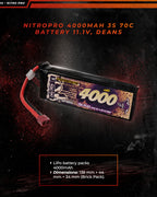 NitroPro 4000mAh 3S 70C battery specifications