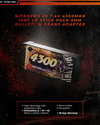 NitroPro 4300mAh 2S 140C LP stick battery specifications