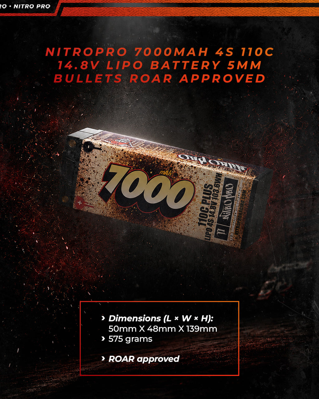 NitroPro 7000mAh 4S 110C LiPo battery specifications