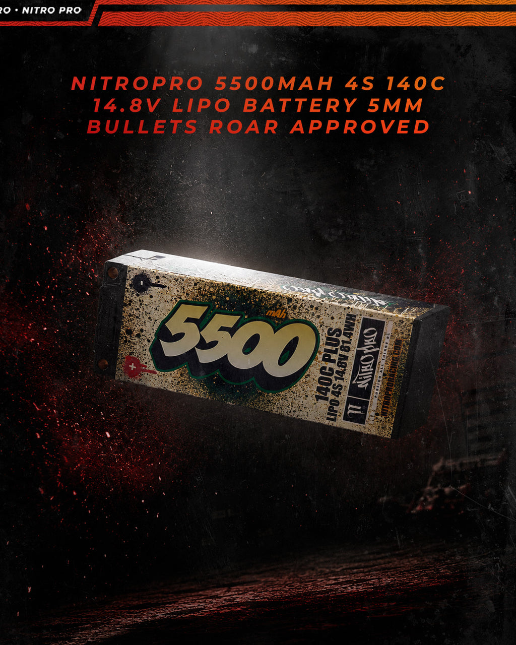 NitroPro 5500mAh 4S 140C LiPo battery specifications